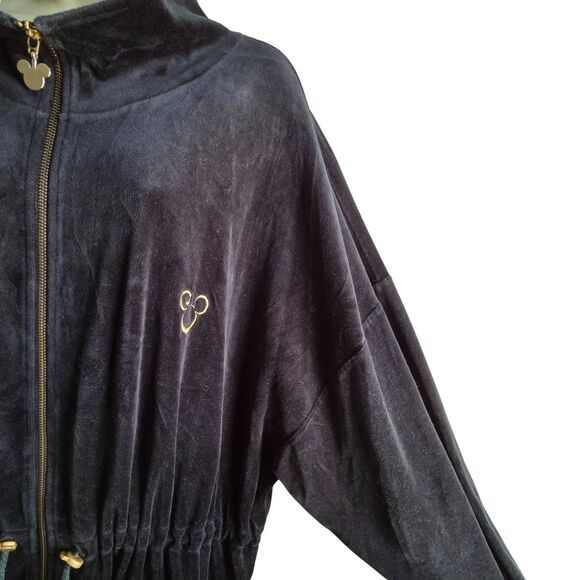 Disney Catalog Velour Track Jacket Black 2X Y2K Mickey Mouse Full Zip - Picture 4 of 11